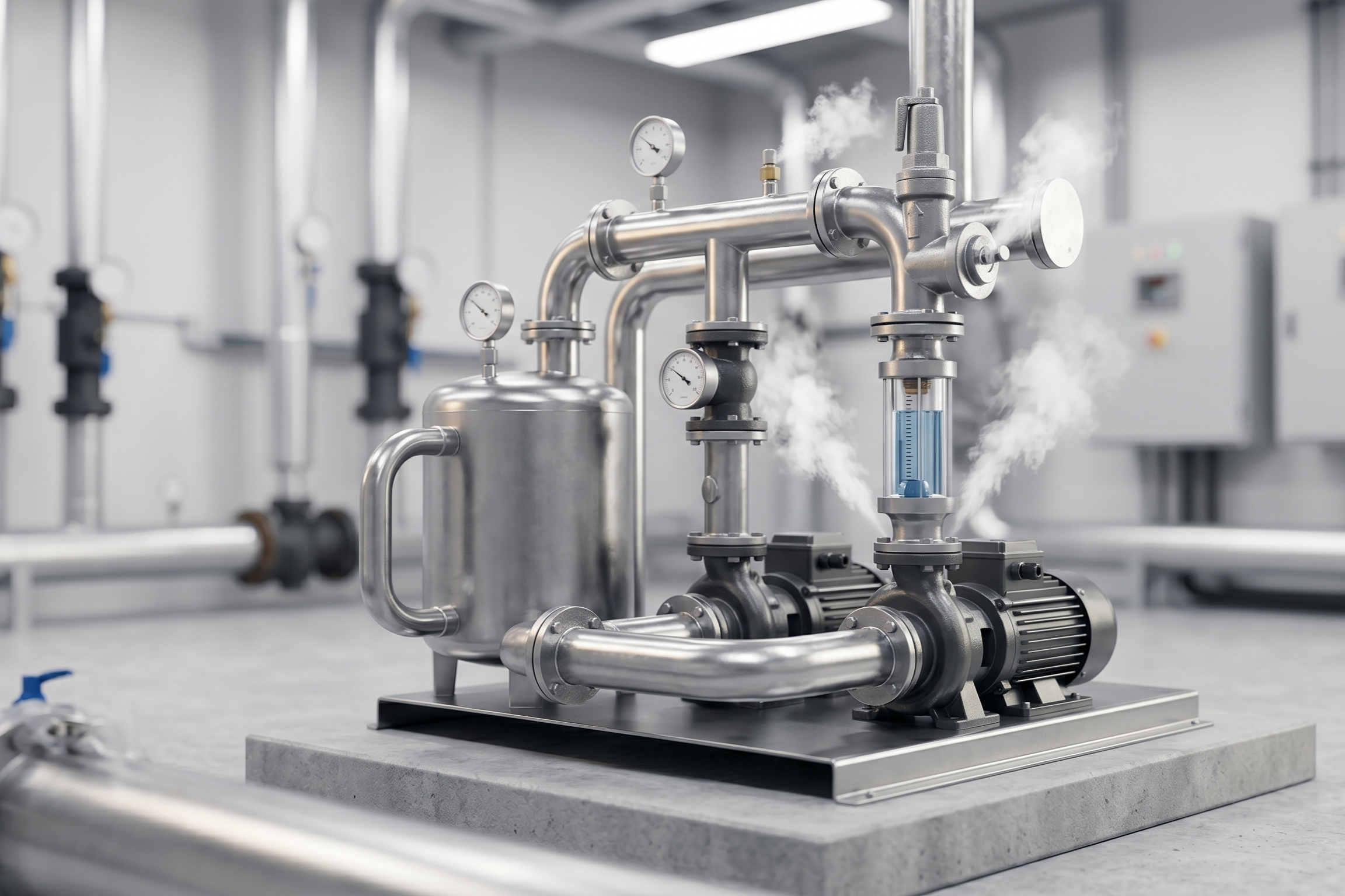 Automated condensate recovery pump station and vessel for industrial steam energy efficiency