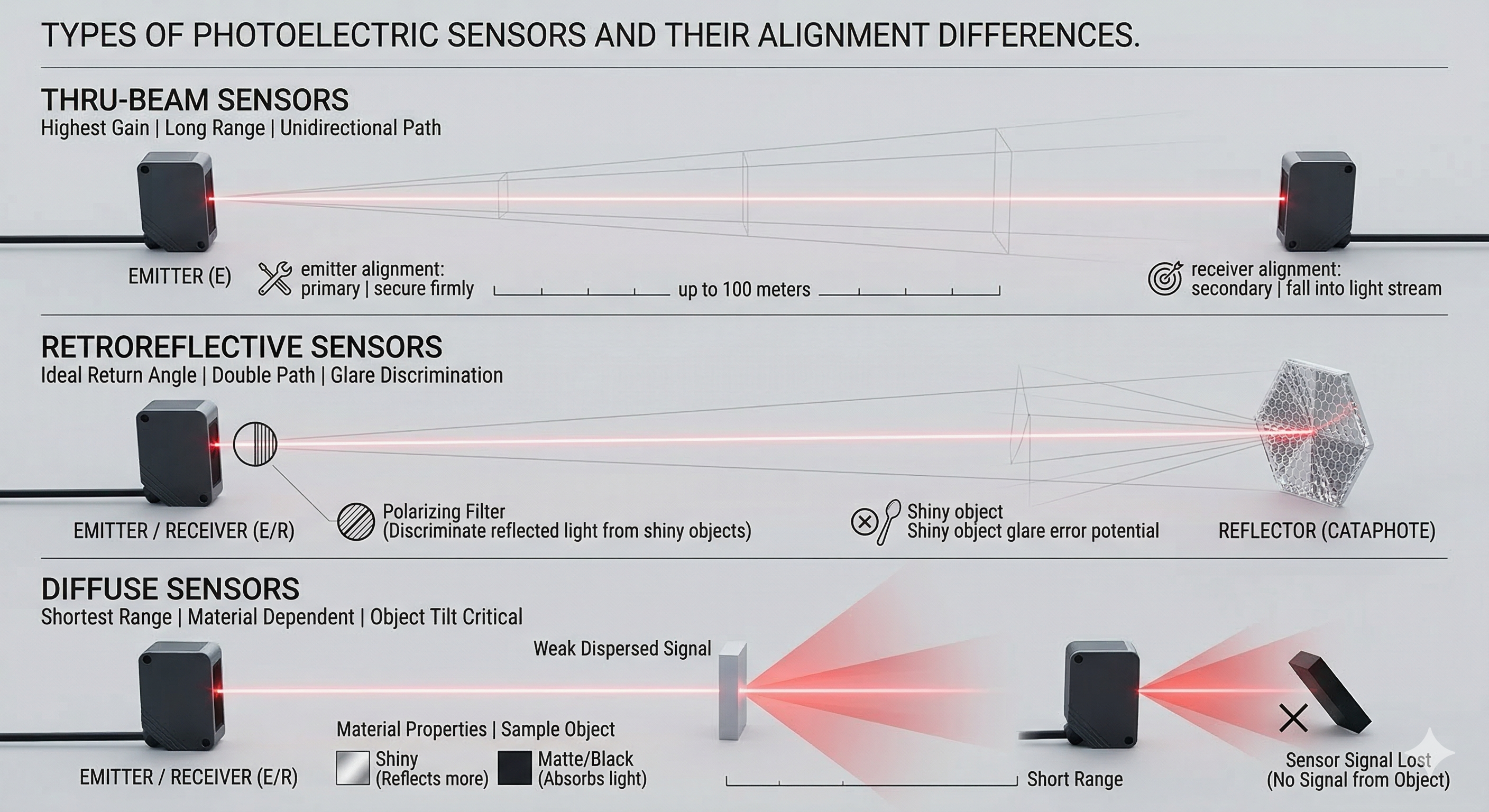 Types of Photoelectric Sensors and Their Alignment Differences
